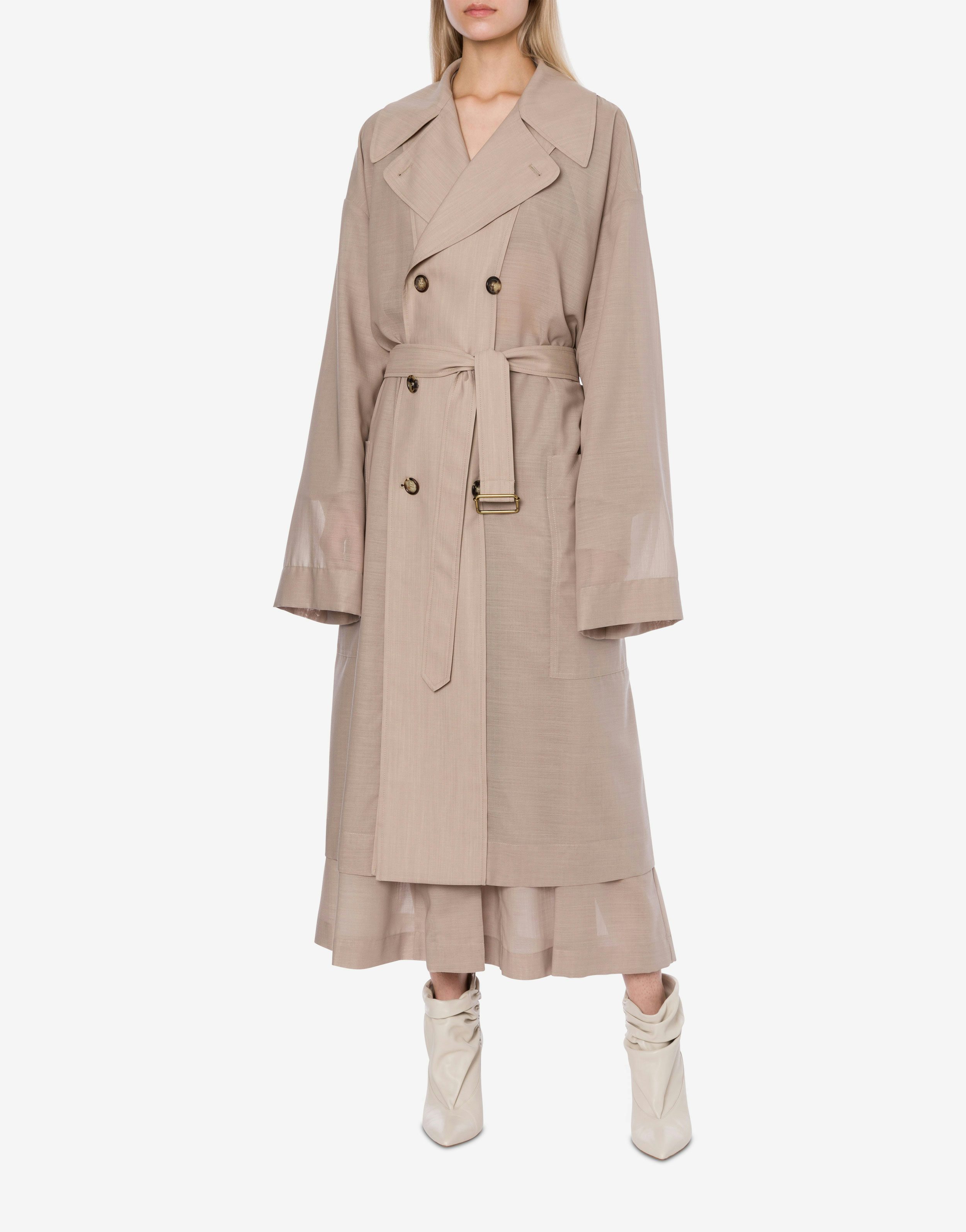 Wool voile trench coat