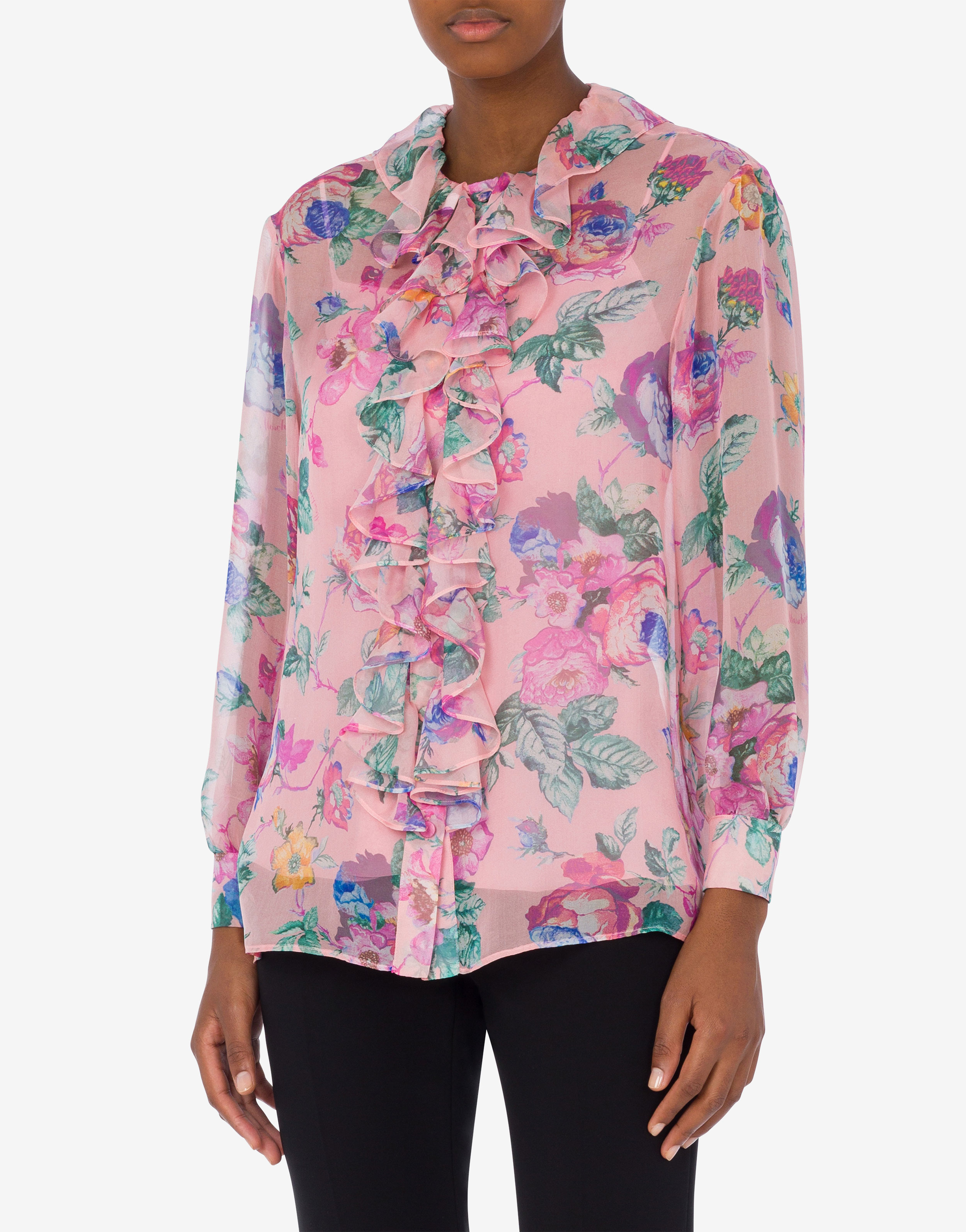 Camicia in chiffon Flowers Print