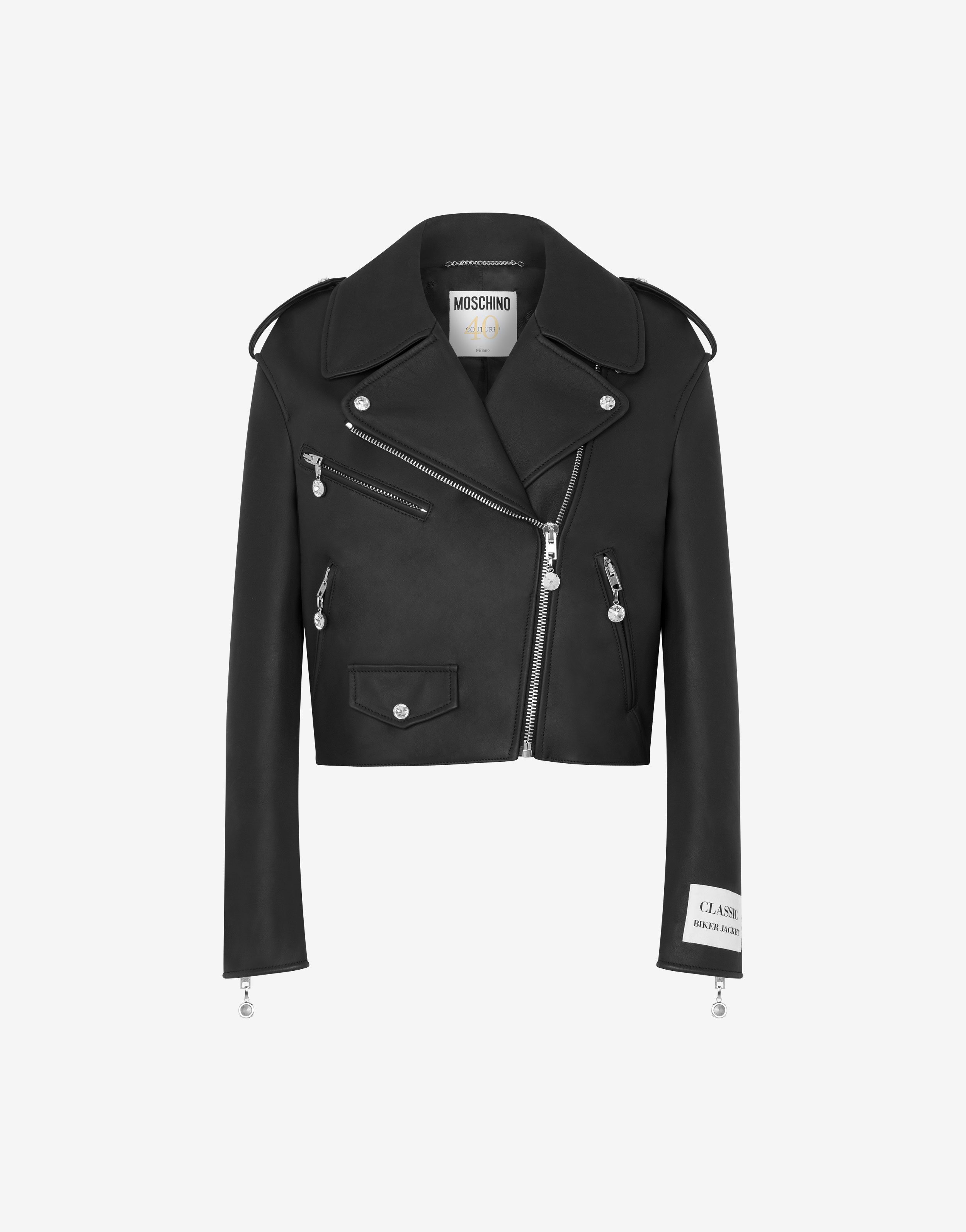 Jewels nappa leather biker | Moschino Official Store