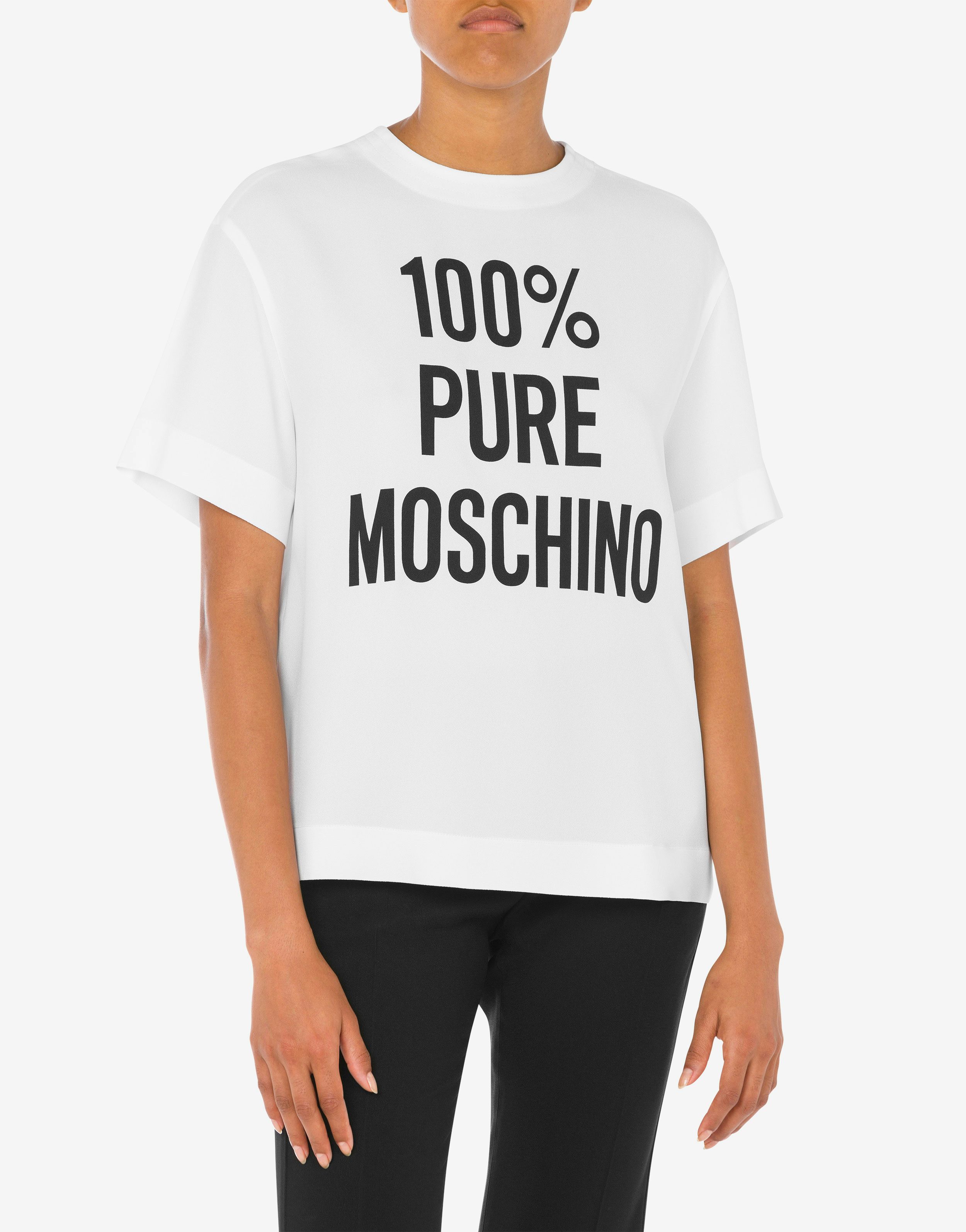T-shirt in enver satin 100% Pure Moschino Print