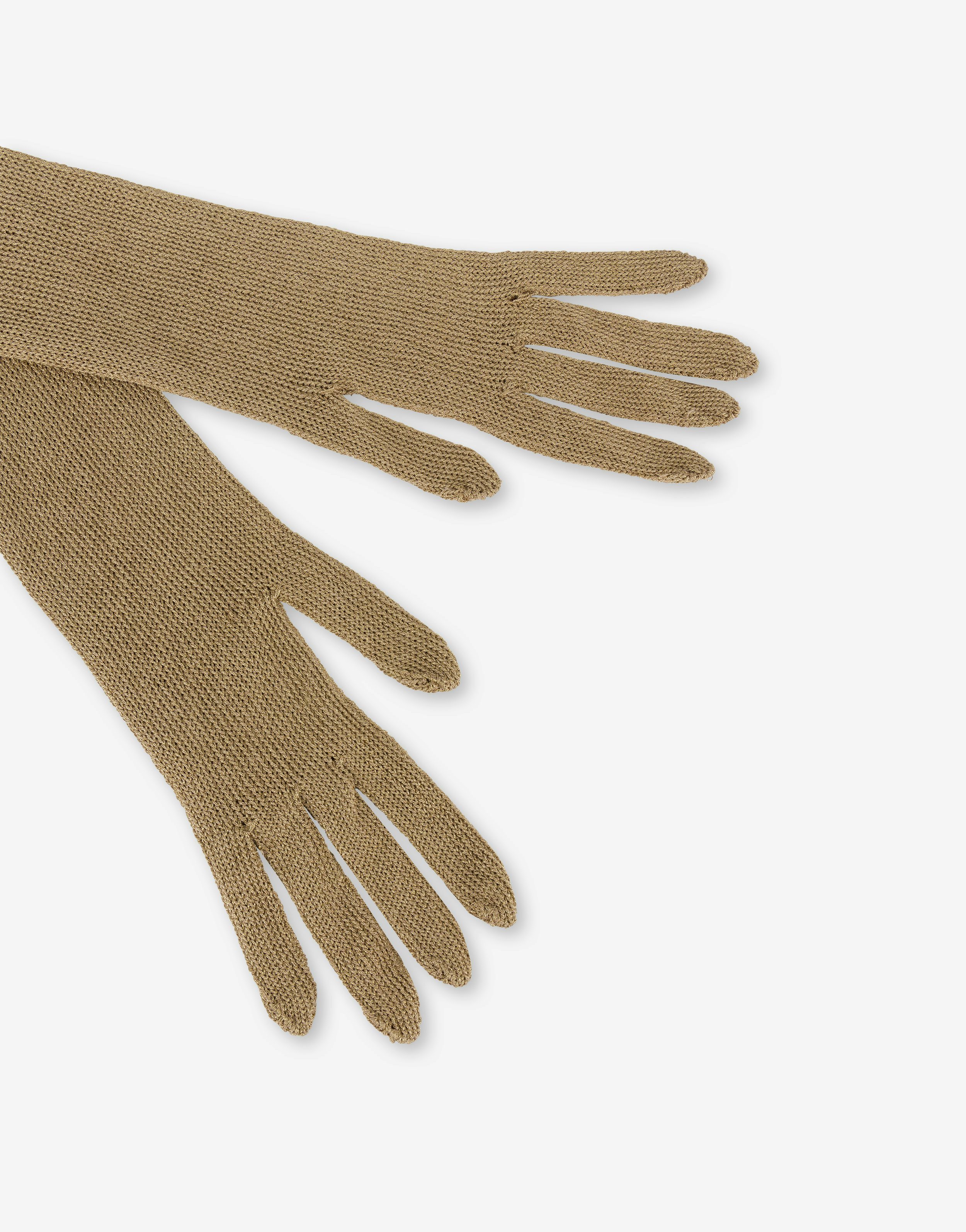 Gold lamé knitted gloves