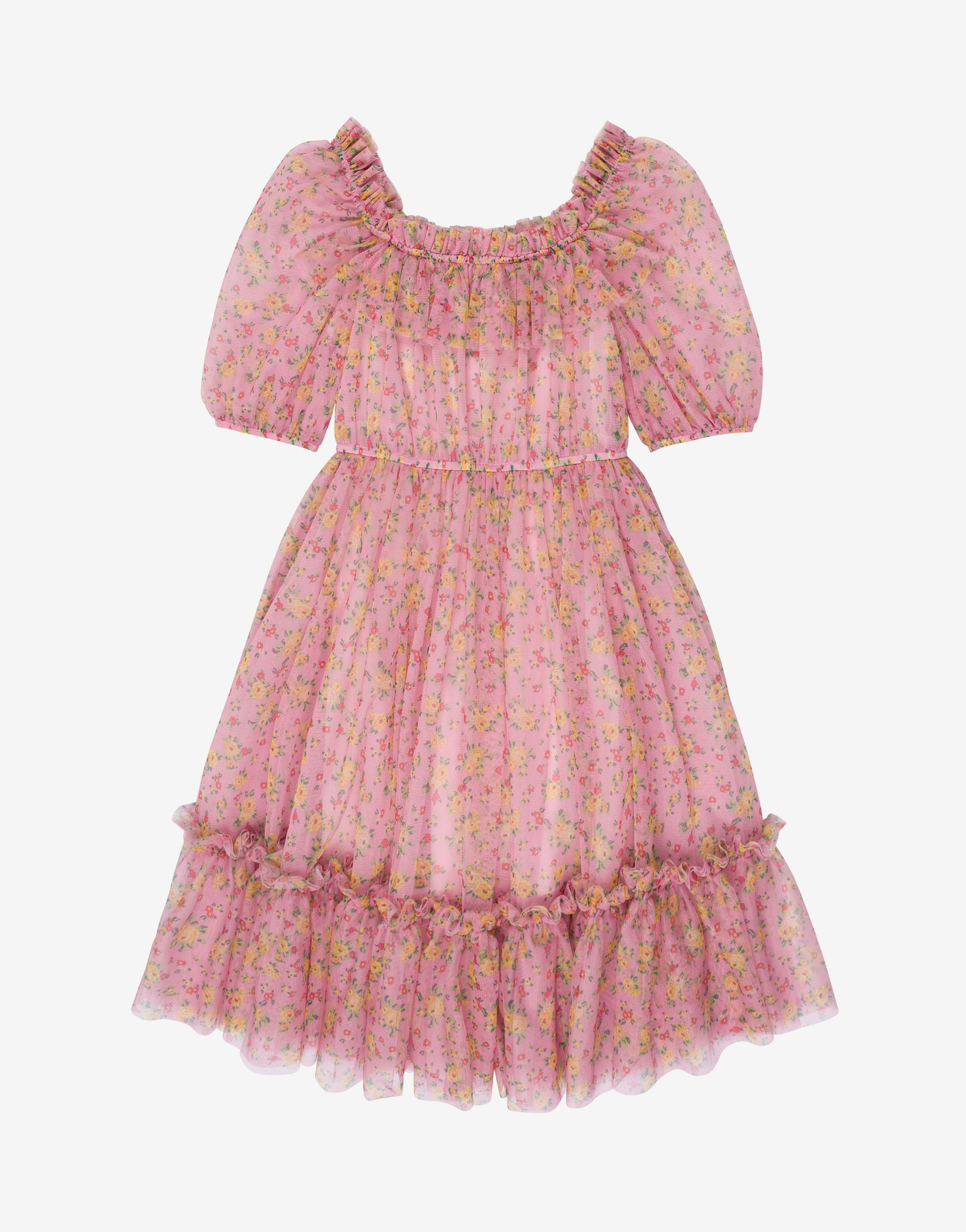 Kids' tulle dress with floral print
