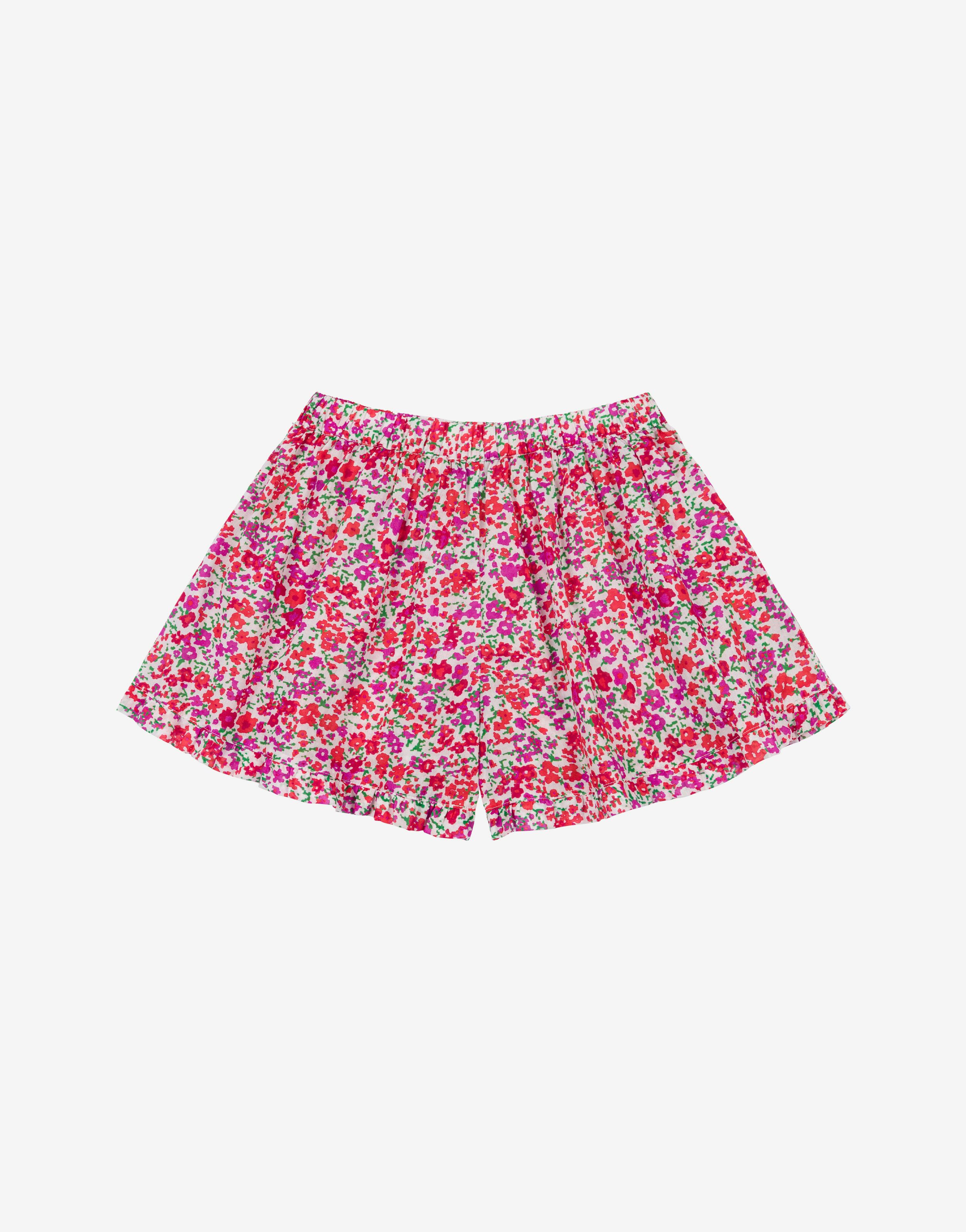 Pantalón corto infantil de algodón con estampado de flores