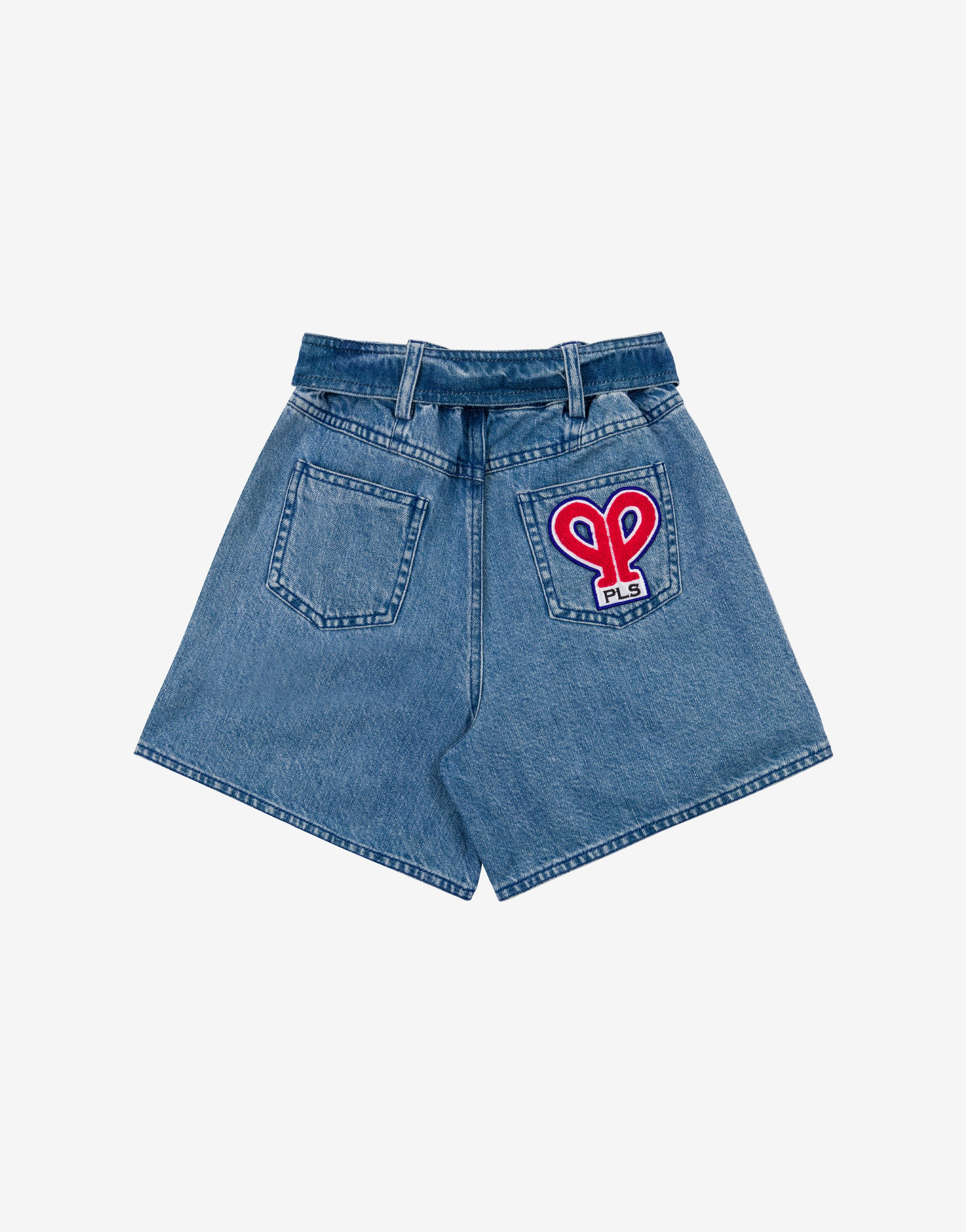 Kids' denim shorts with 'double P' patch