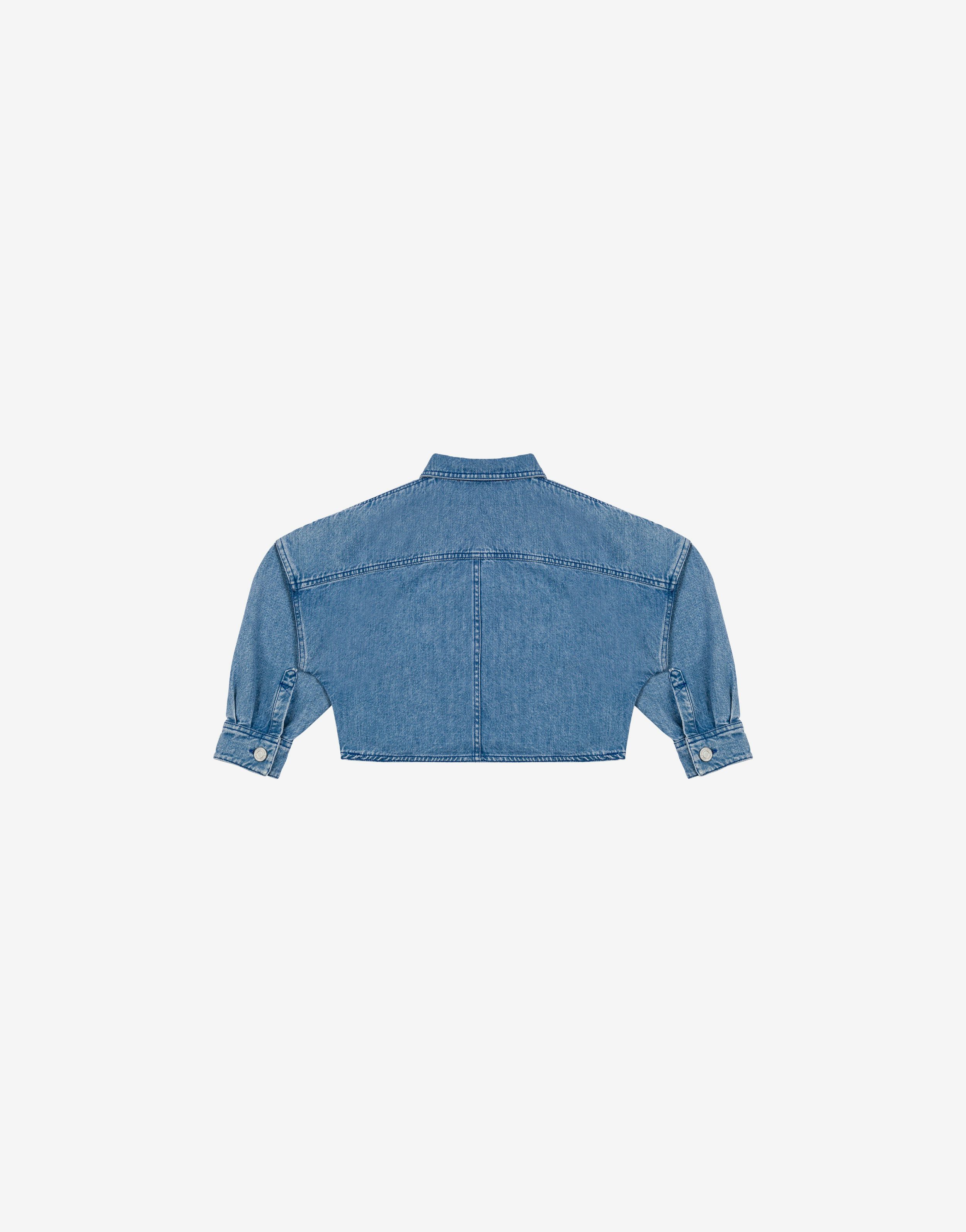Kids' cropped denim jacket with 'double p' patch