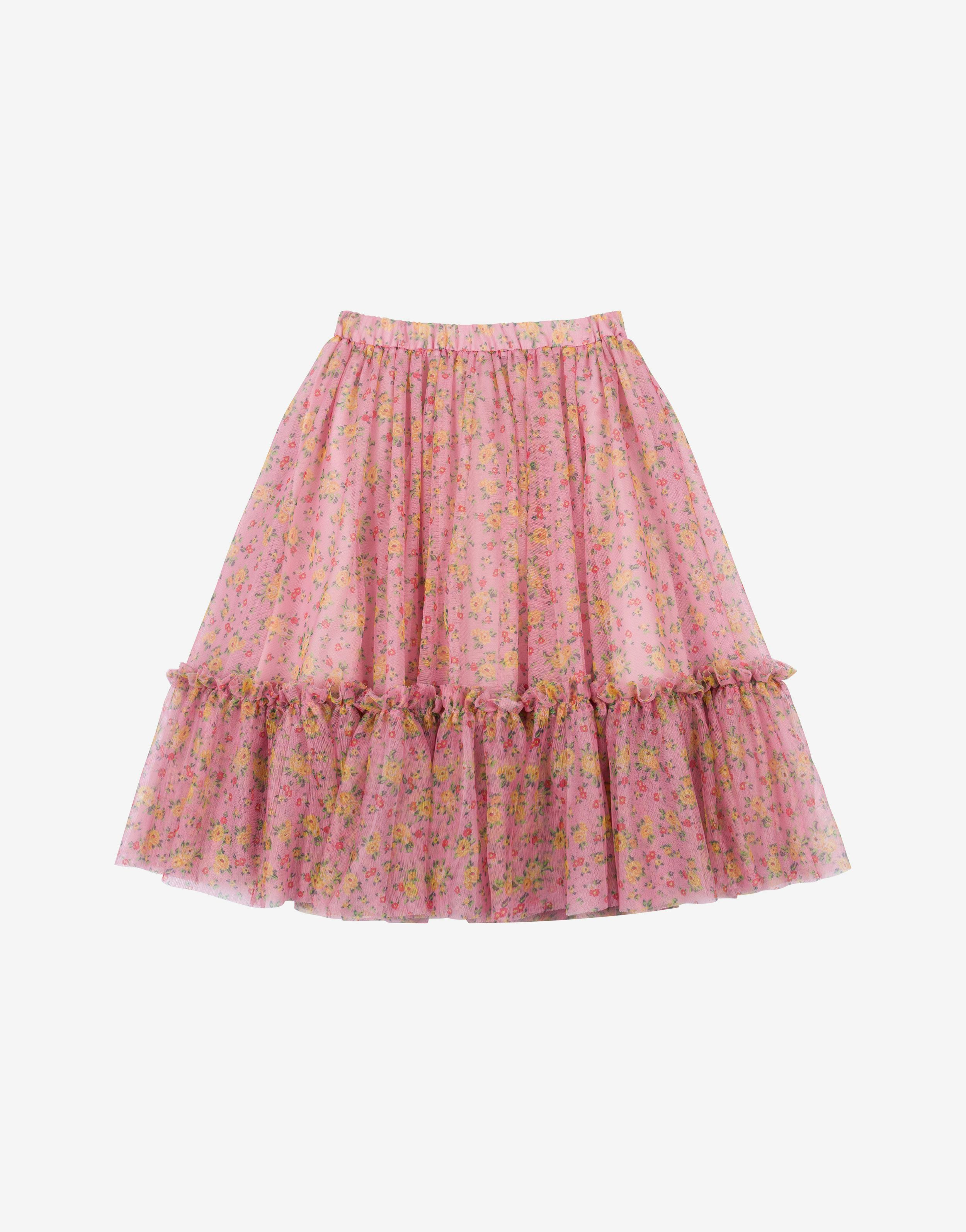 Kids' tulle skirt with floral print