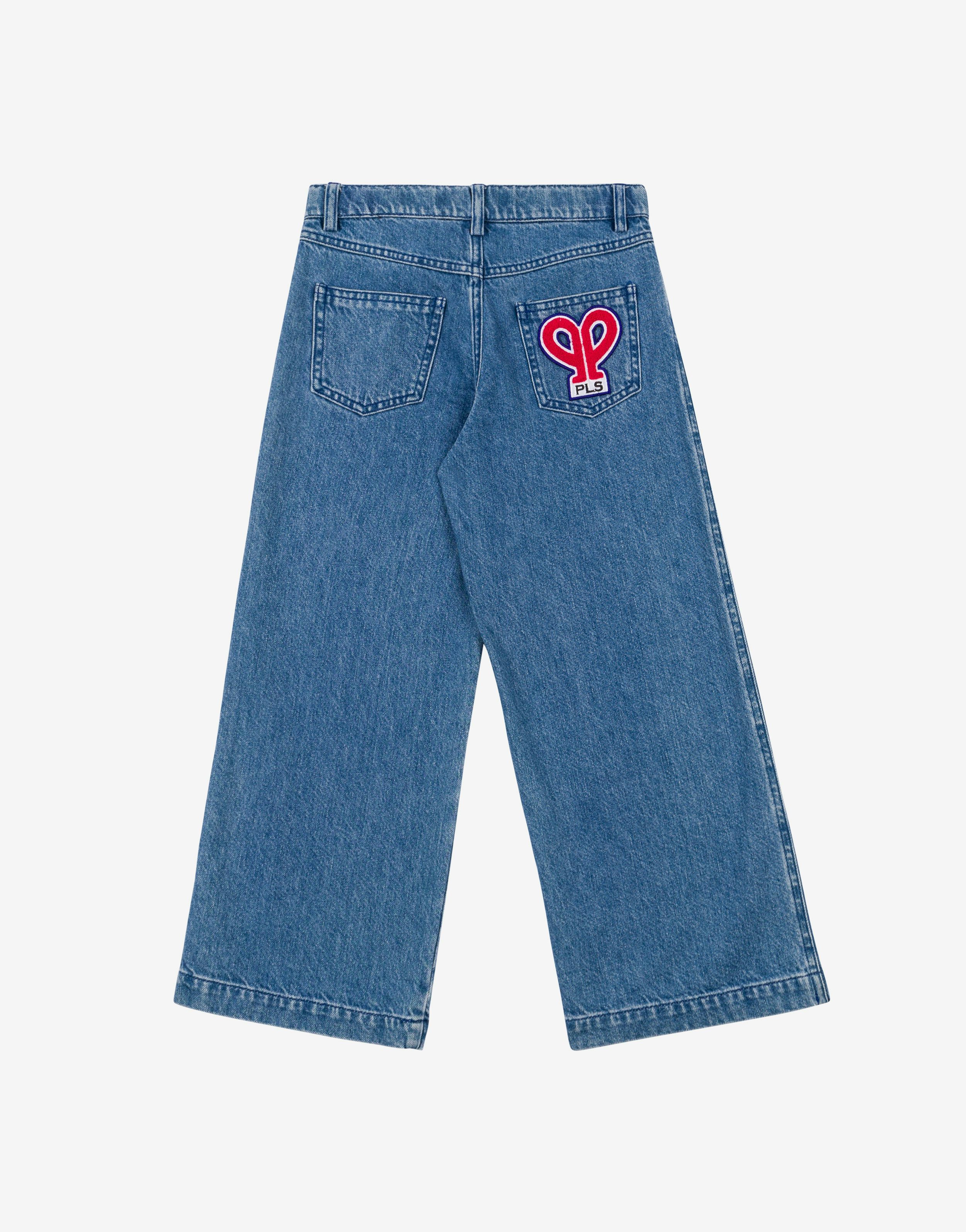 Kids' denim pants with 'double P' patch