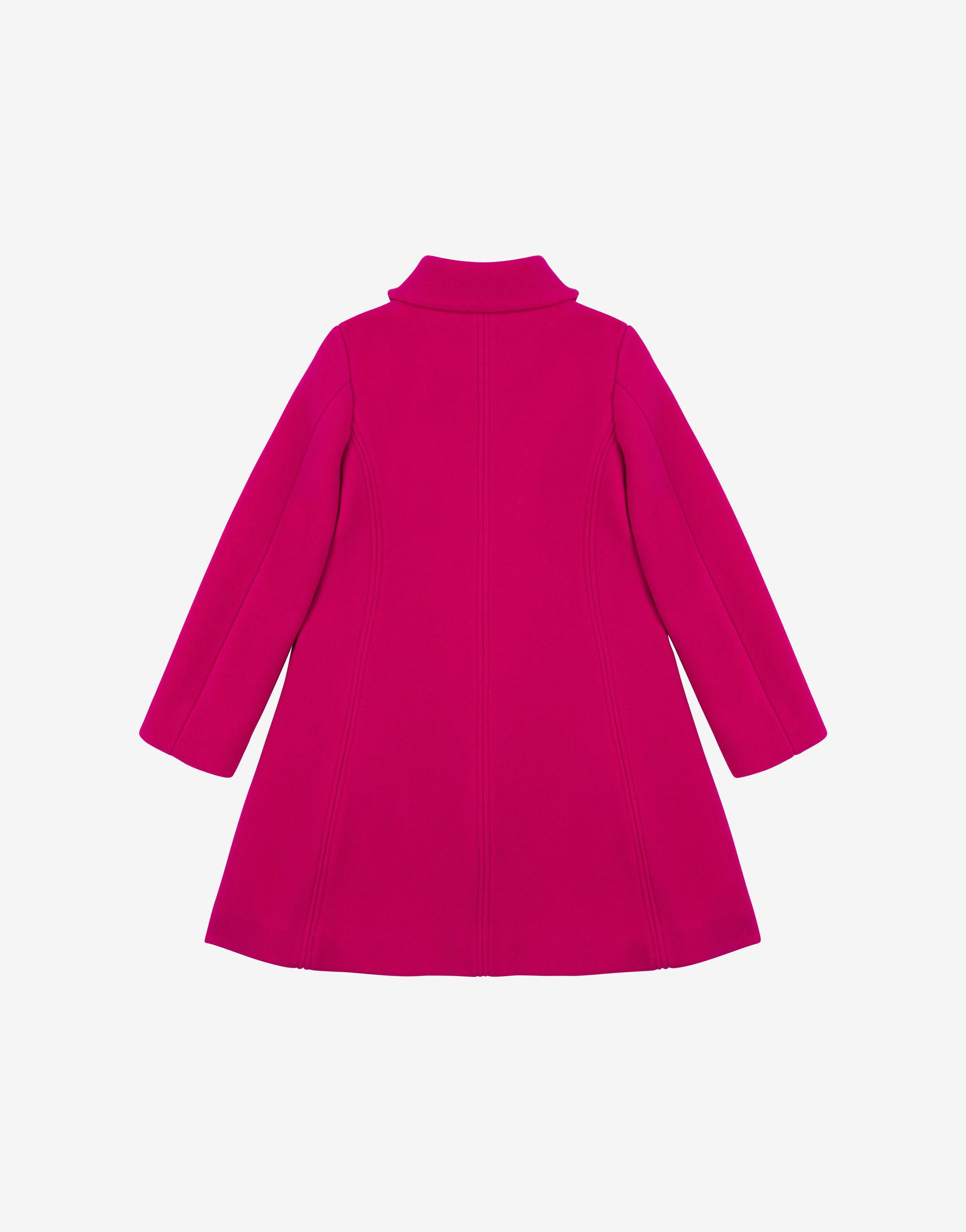 Morphed Buttons Wool Cloth Coat Unisex Fuchsia Moschino