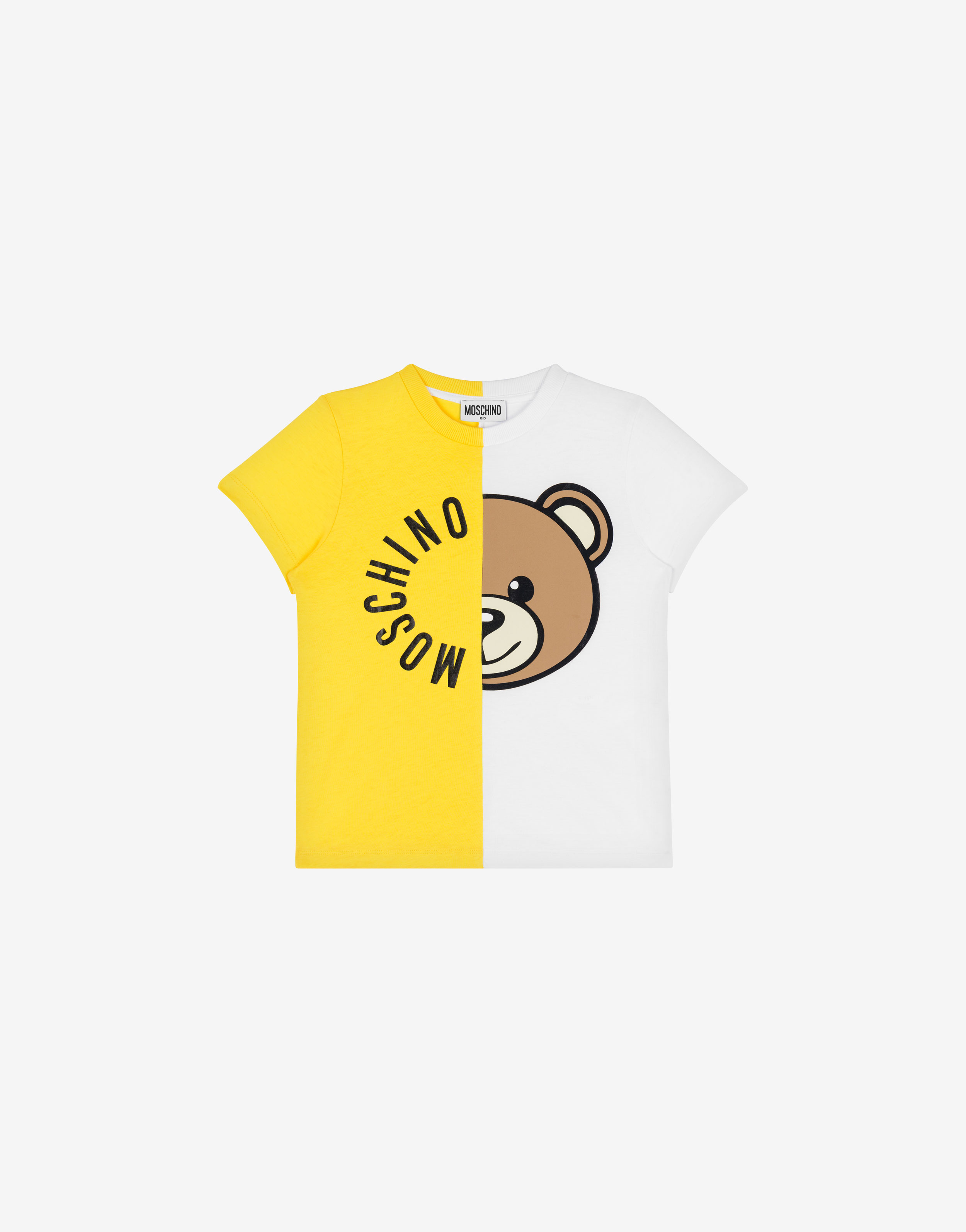 Jersey Two-Tone T-Shirt with Print unisex Yellow Moschino