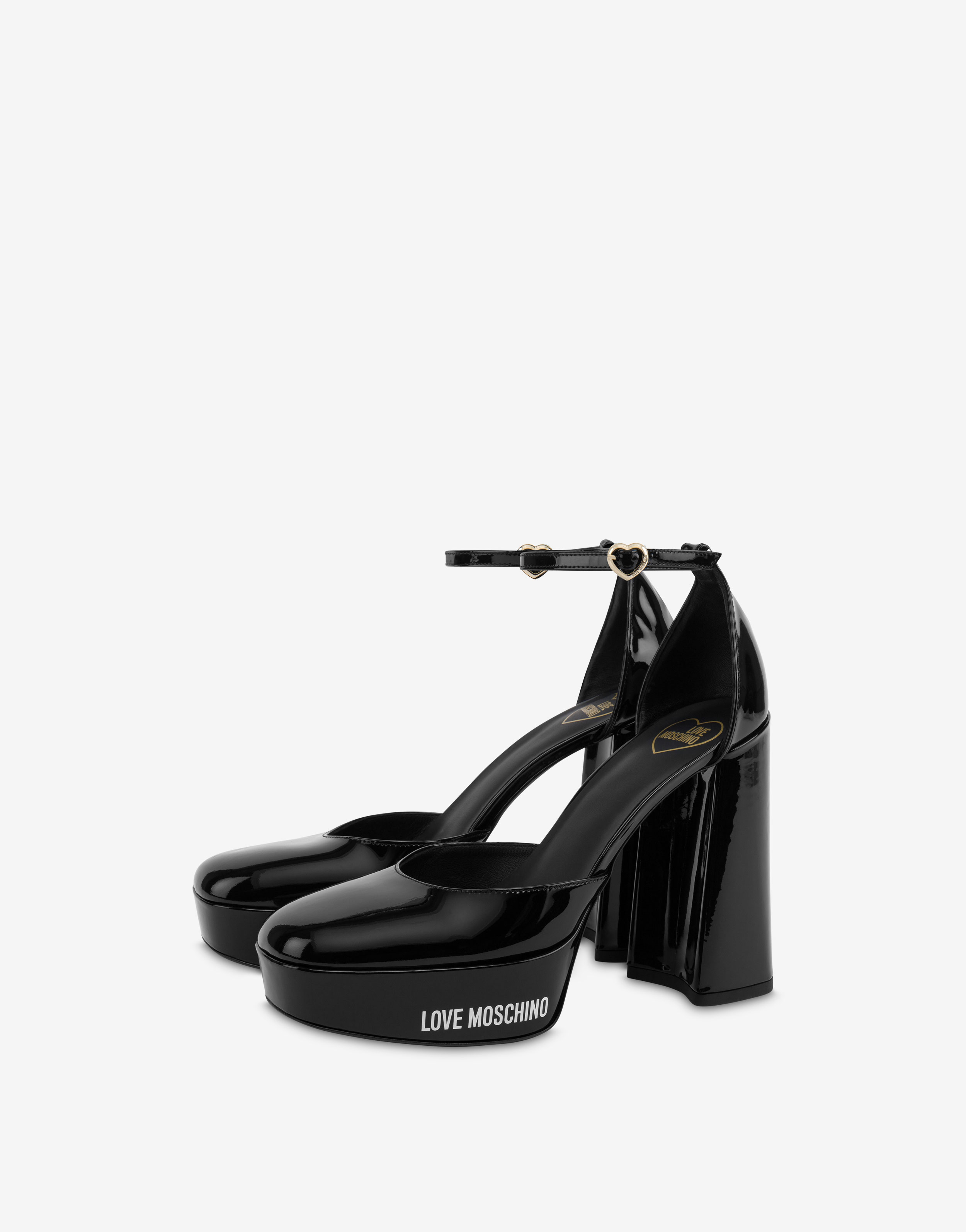 Rubber Logo patent leather sandals