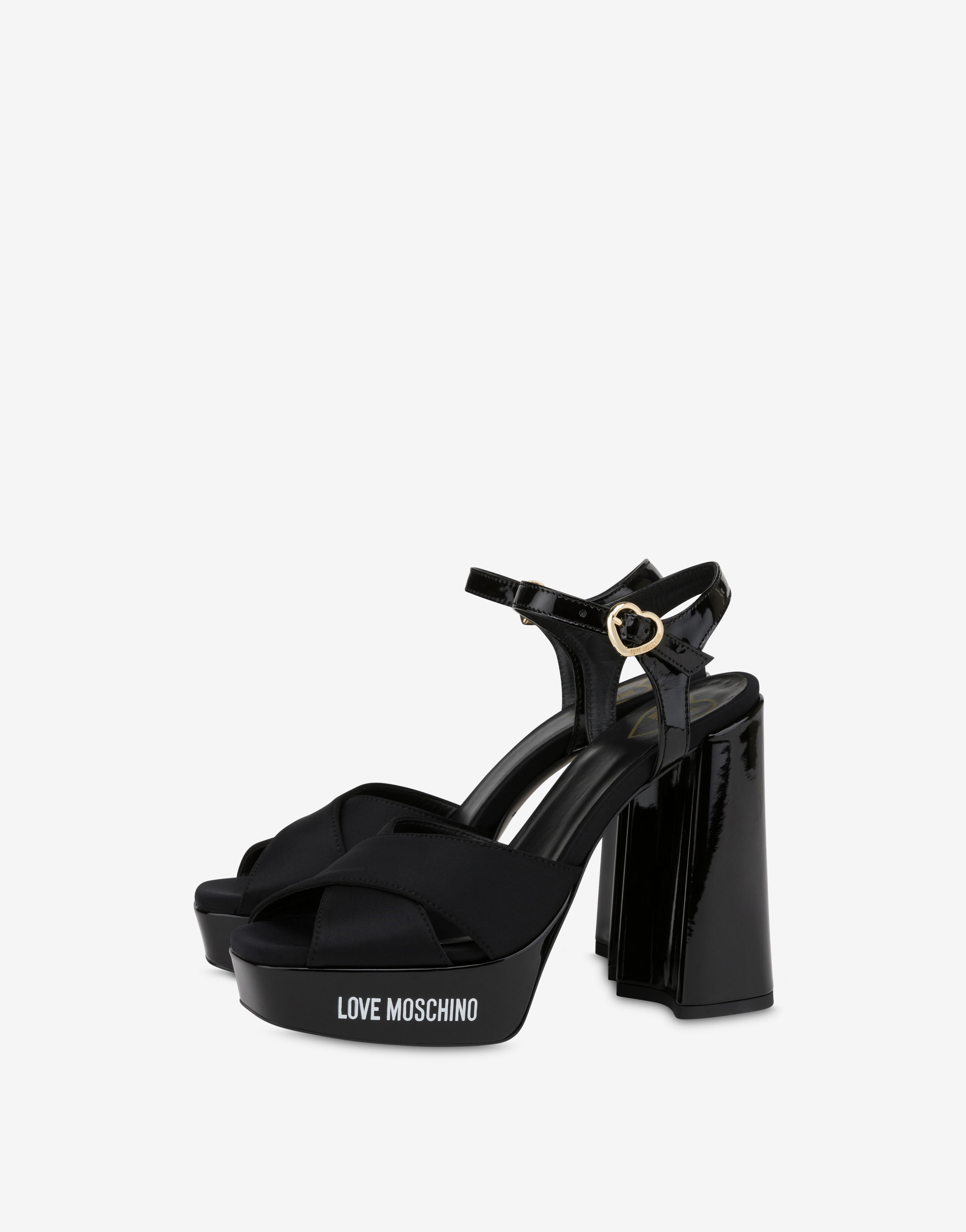 Patent leather and neoprene Rubber Logo sandals