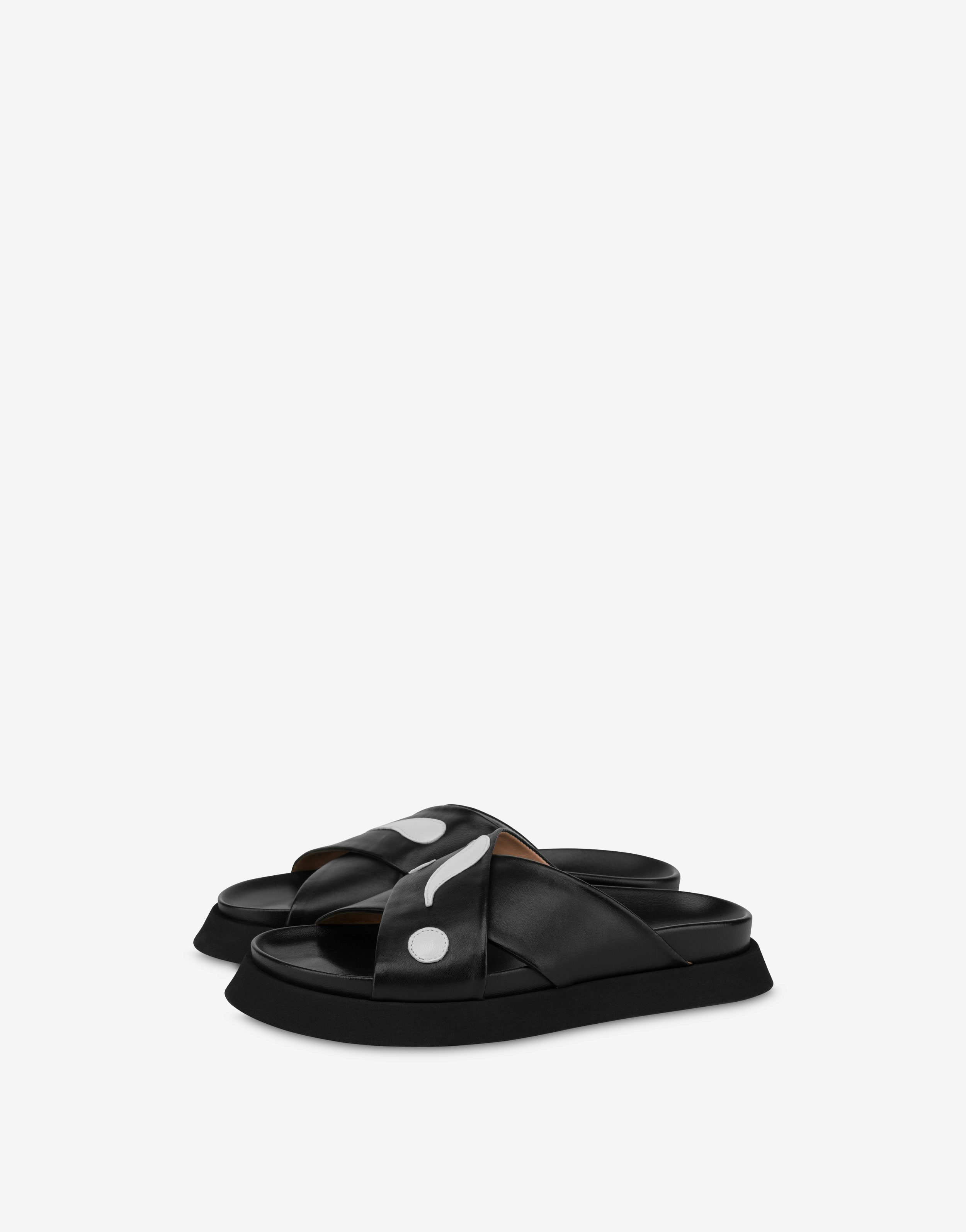 Moschino Symbols nappa leather flatform sandals