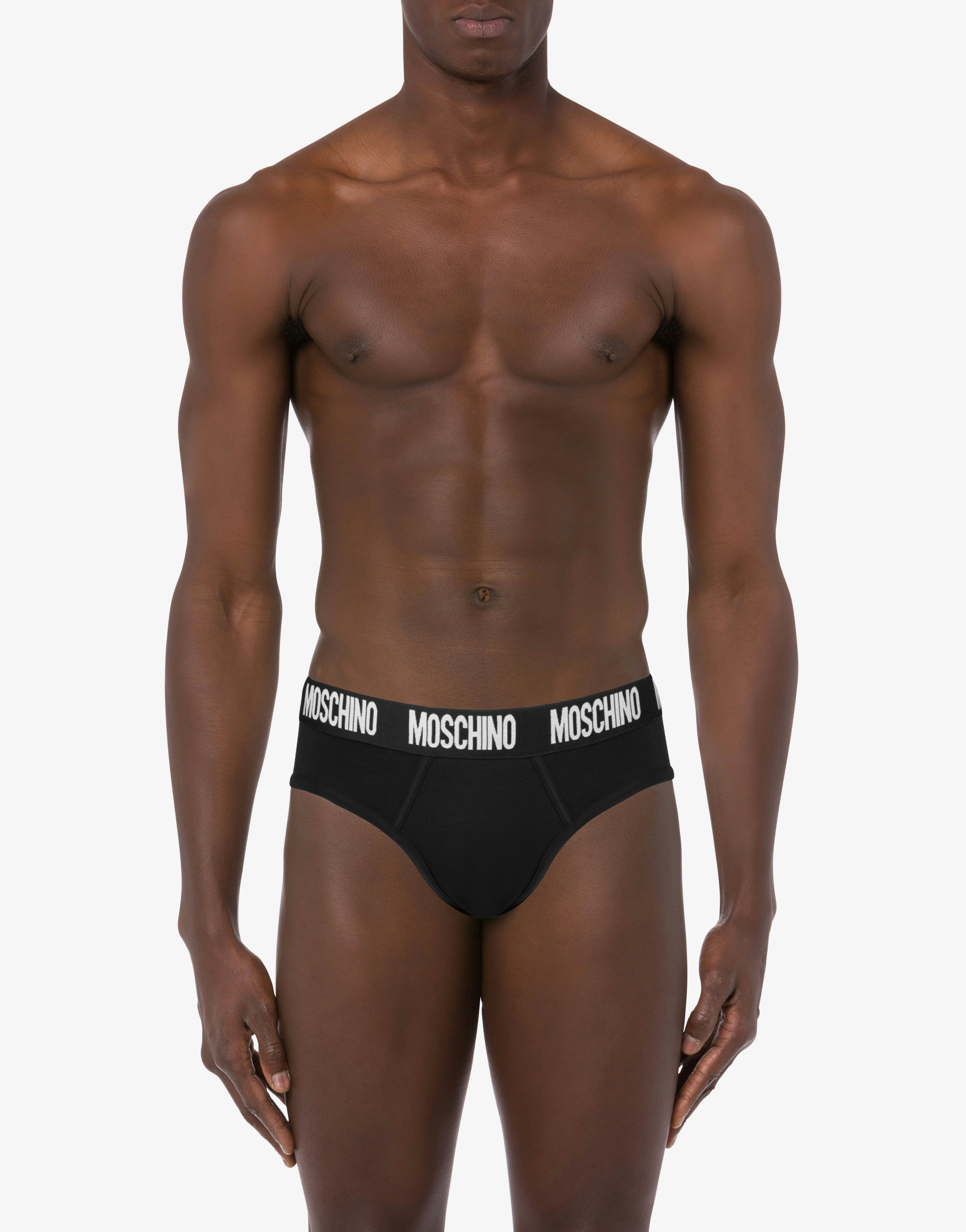 Two-pack of ribbed cotton briefs with logo band