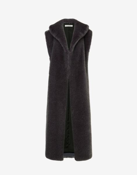 Extra-long gilet in soft fabric