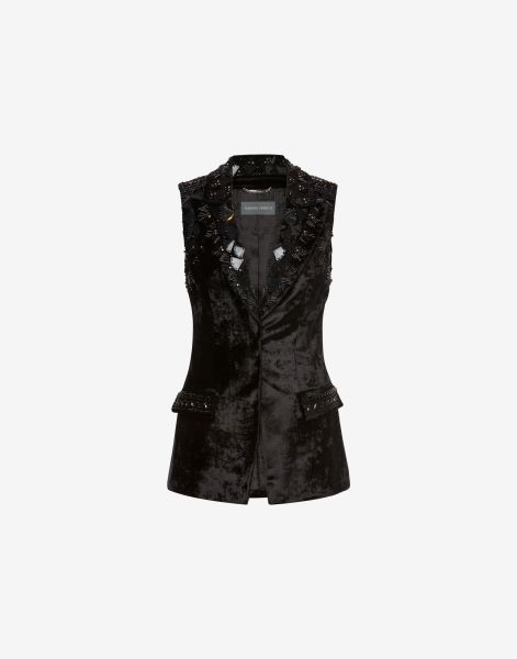 Velvet gilet with embroidery
