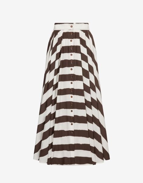 Long striped skirt in stretch cotton
