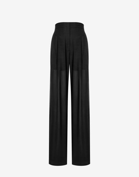 Wide wool voile trousers