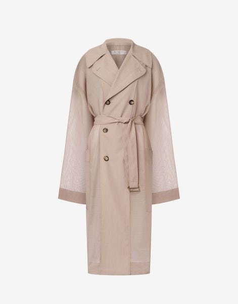 Wool voile trench coat