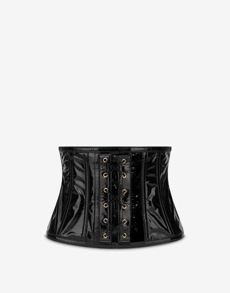 Patent leather corset belt