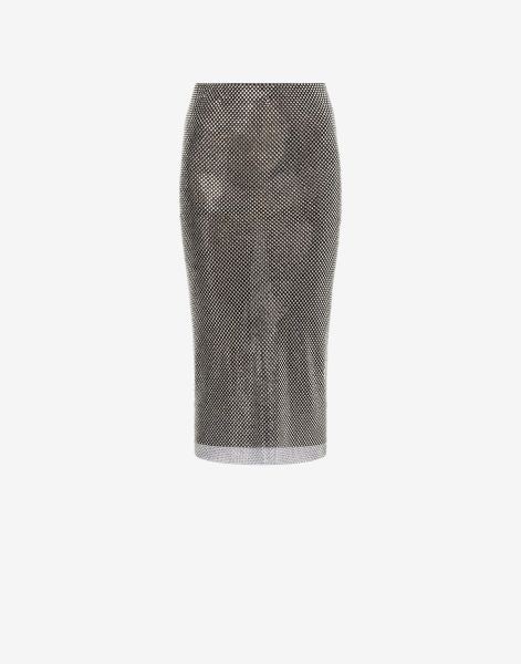 Skirt in mesh with rhinestones