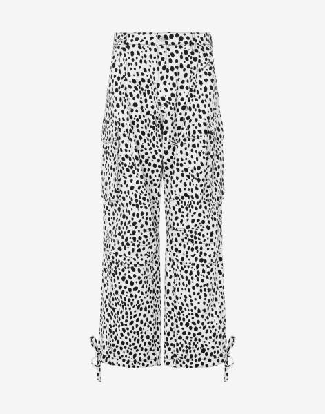 Pantalone in drill di cotone Leopard Print