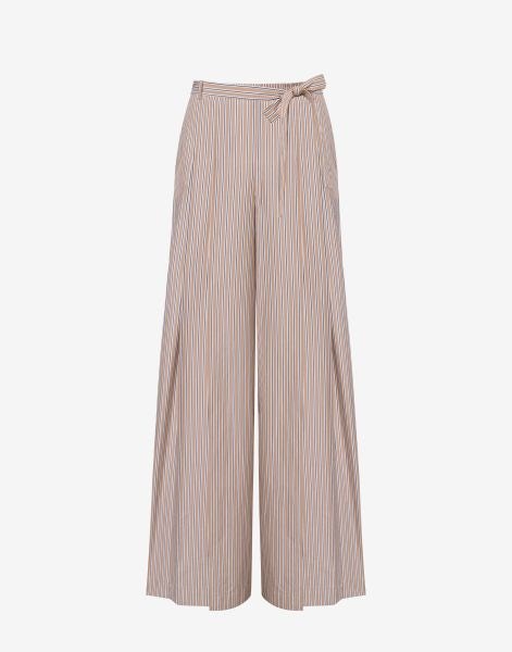 Trousers in striped poplin with bow
