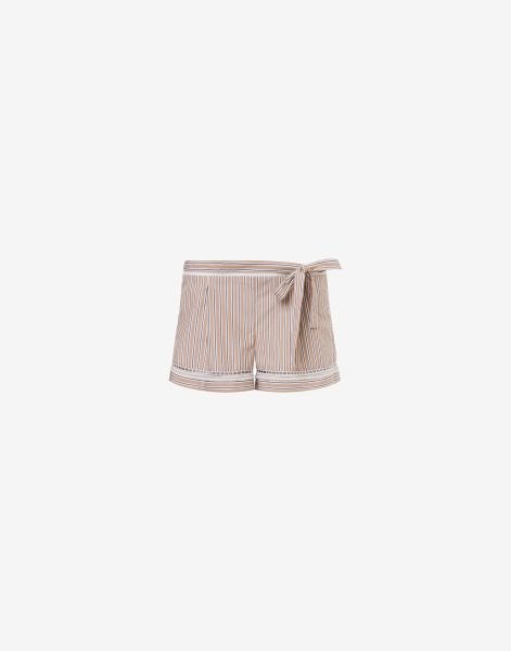 Shorts in striped poplin with bow