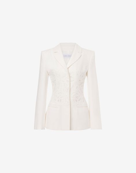 Cotton and linen jacket with embroidery