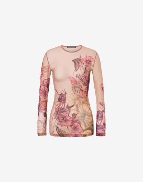 T-shirt in tulle with Tattoo print