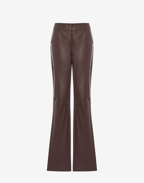 Flared trousers in glove nappa leather