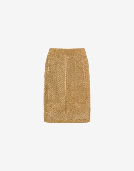 Pointelle lamé knitted skirt