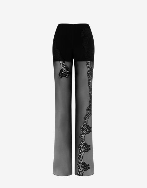 Organic chiffon trousers with lace