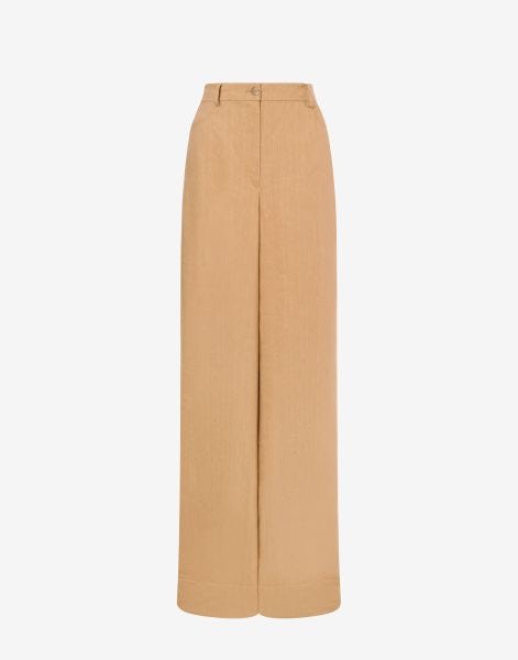 Wide-leg viscose linen trousers
