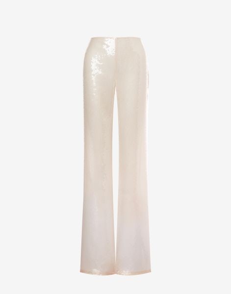 Flare trousers with sequins on organza