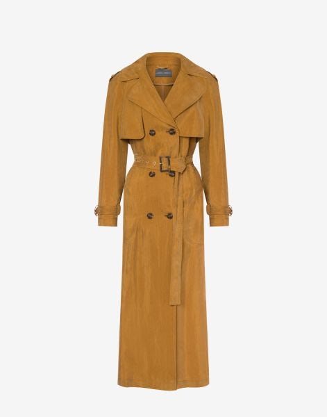 Washed twill trench coat