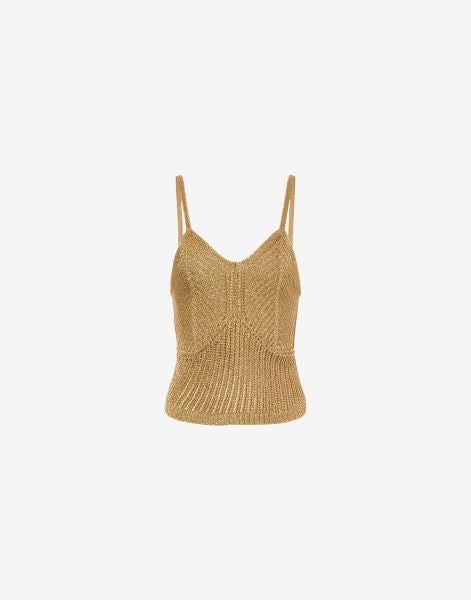 Lamé pointelle knitted tank top