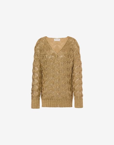 Lamé shell stitch sweater