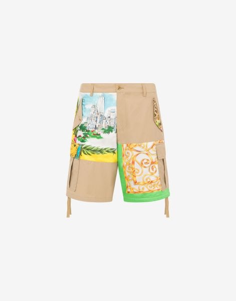 Scarf Print poplin Bermuda shorts