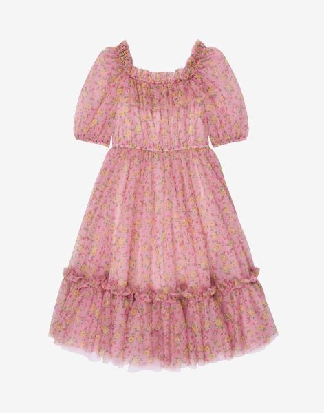 Kids' tulle dress with floral print