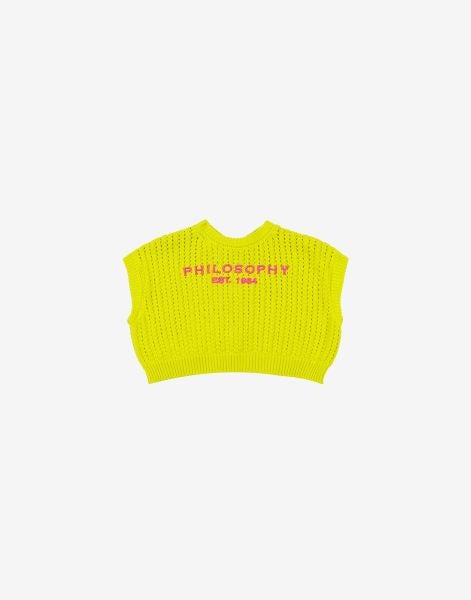 Kids' knitted vest with embroidered logo