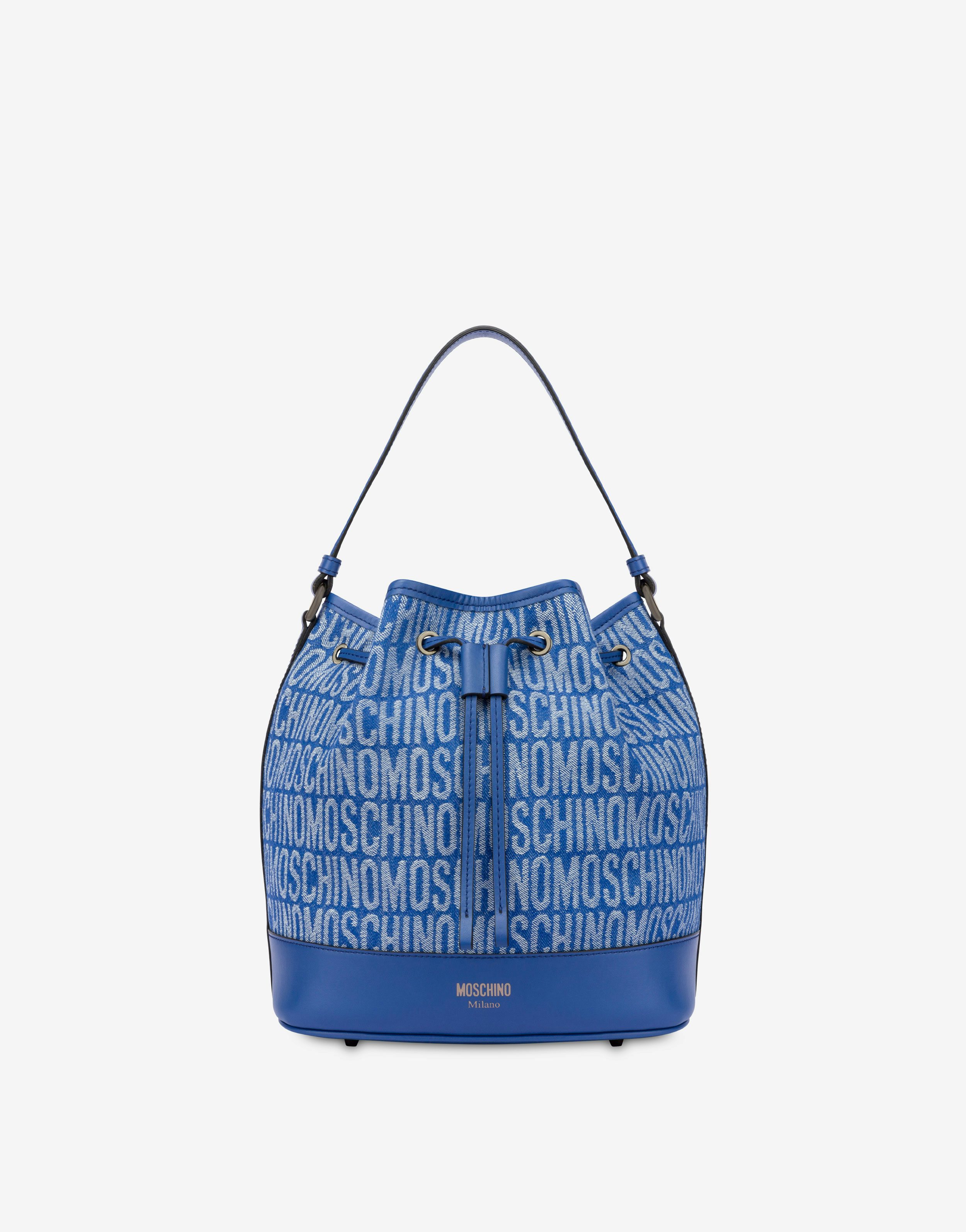 All-over Logo Denim Bucket Bag