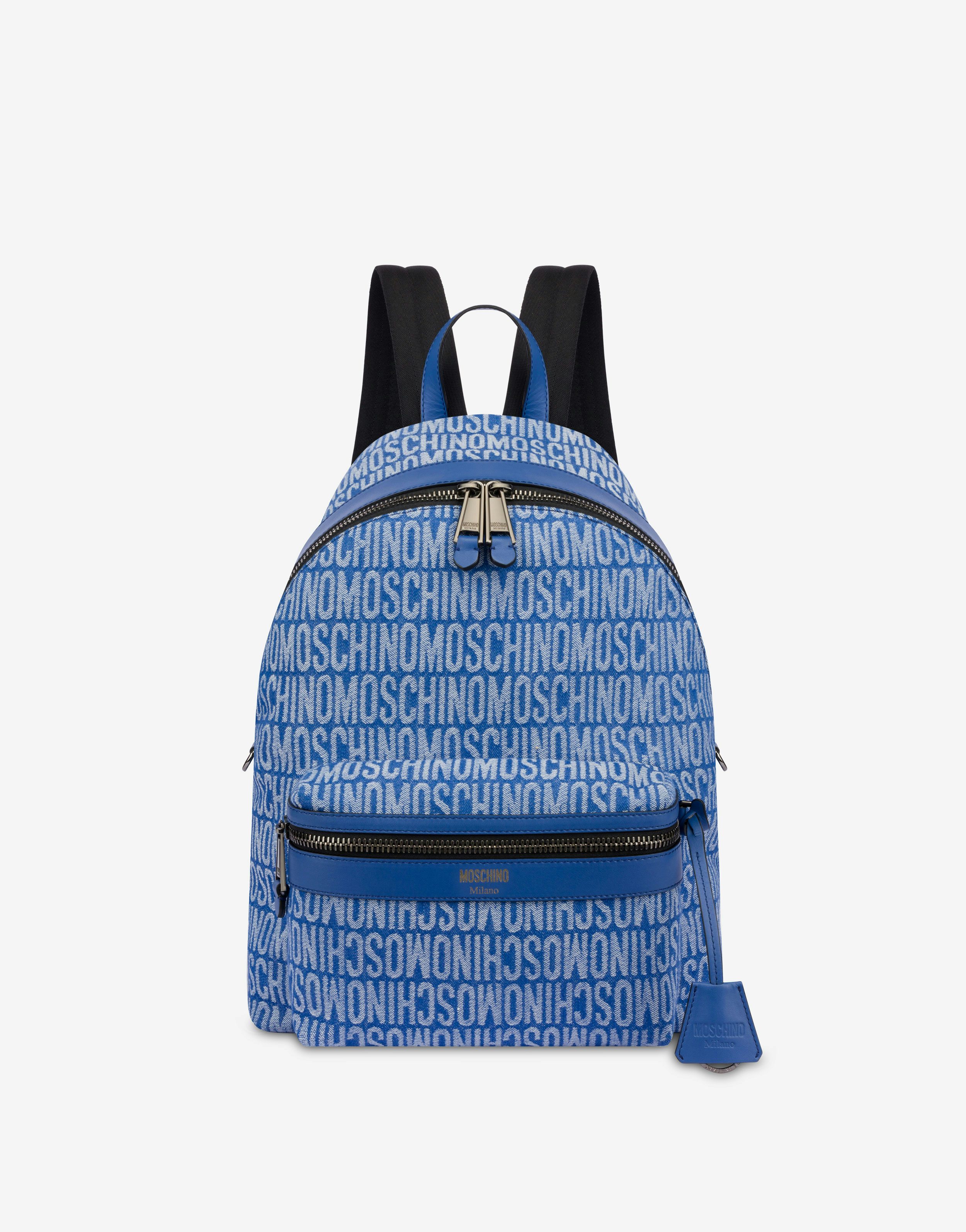 All-over Logo Jacquard Denim Backpack