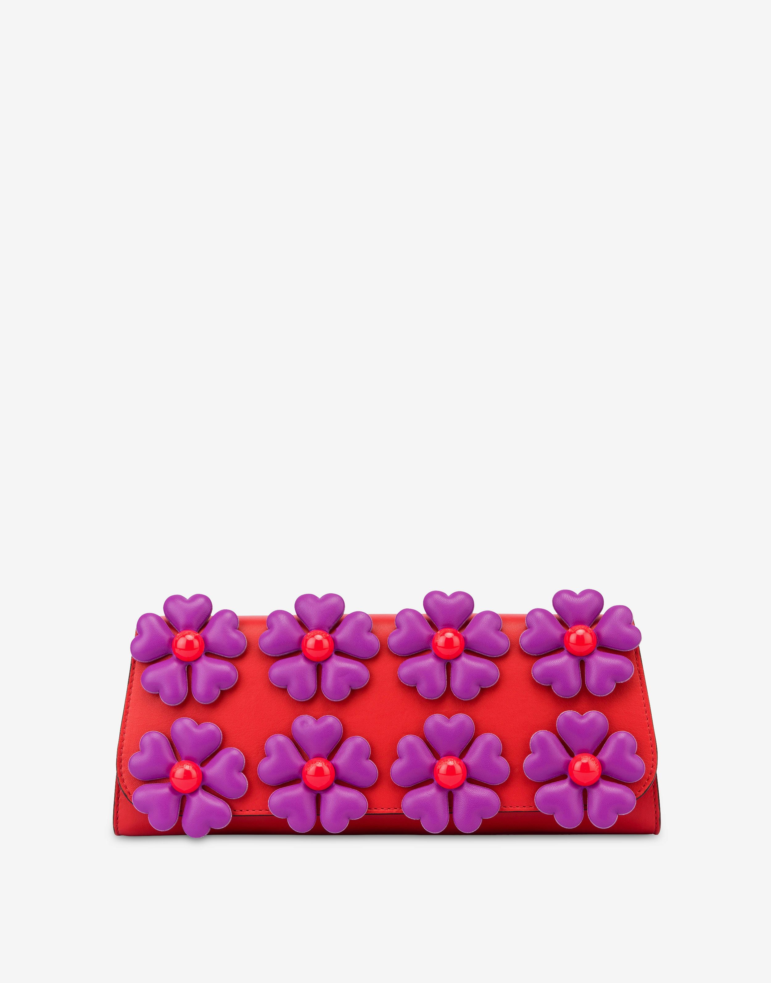Maxi-pochette En Cuir Nappa Heart Flowers