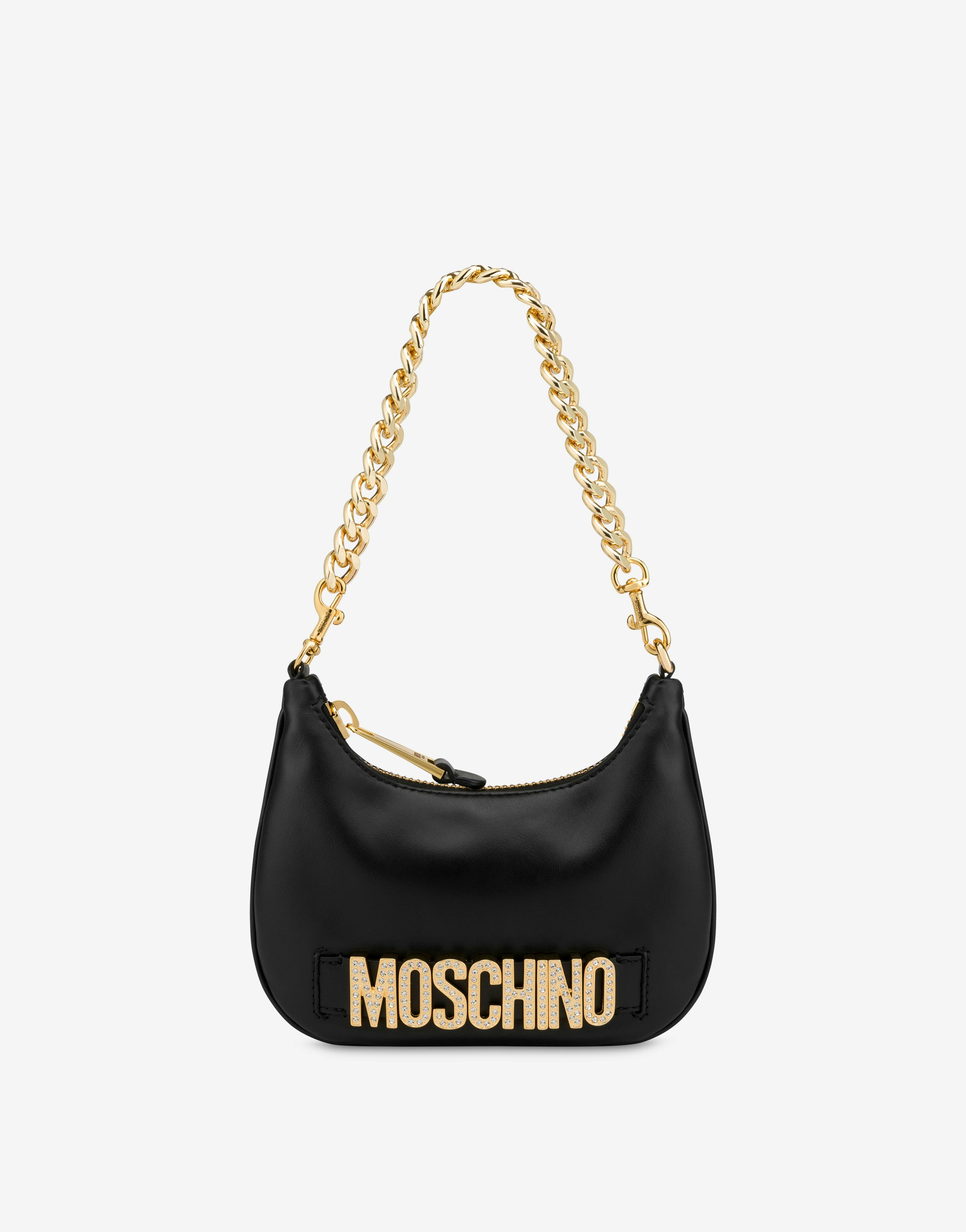 Crystal Lettering Logo Small Hobo Bag