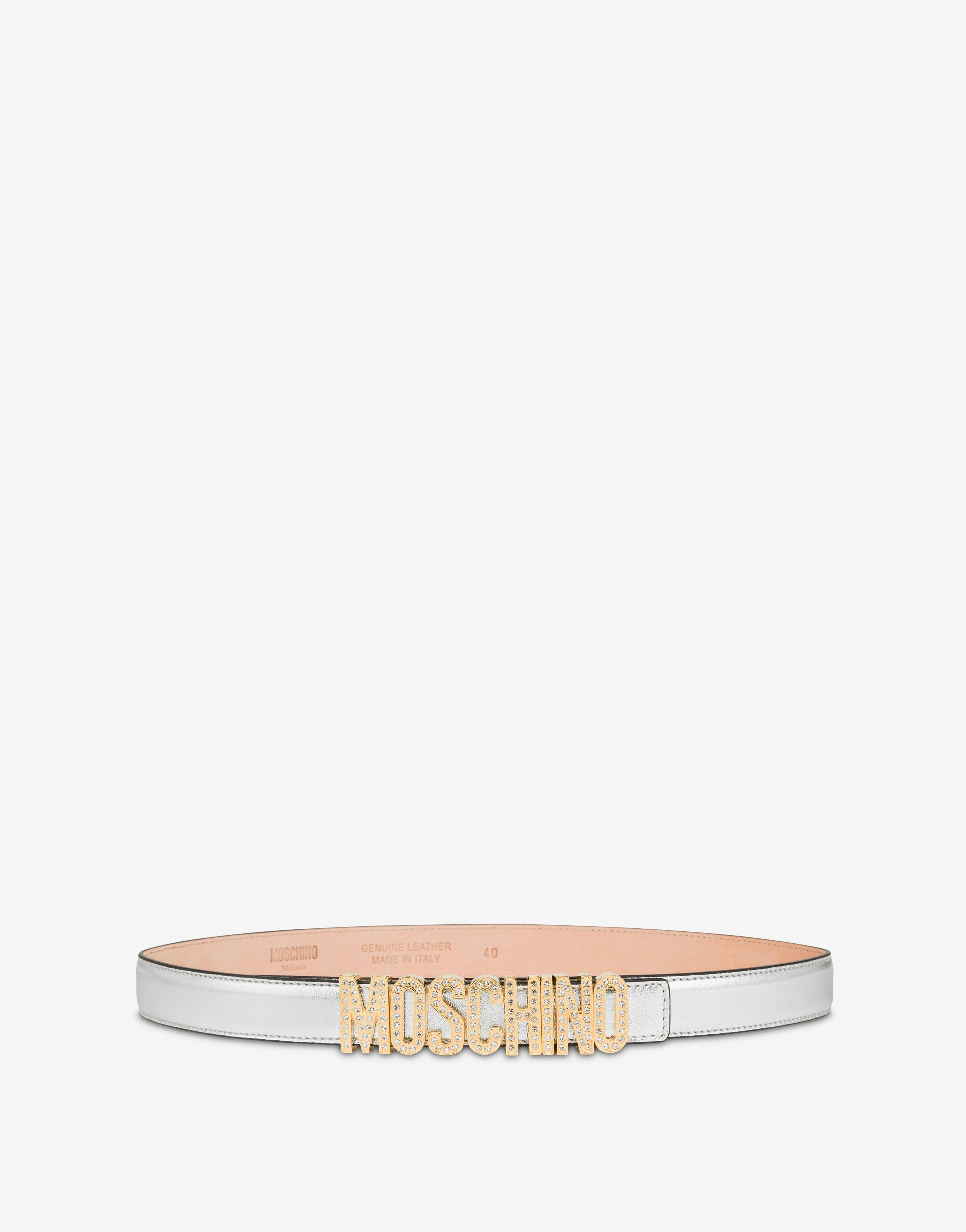 Lettering Logo Laminated Nappa Leather Belt