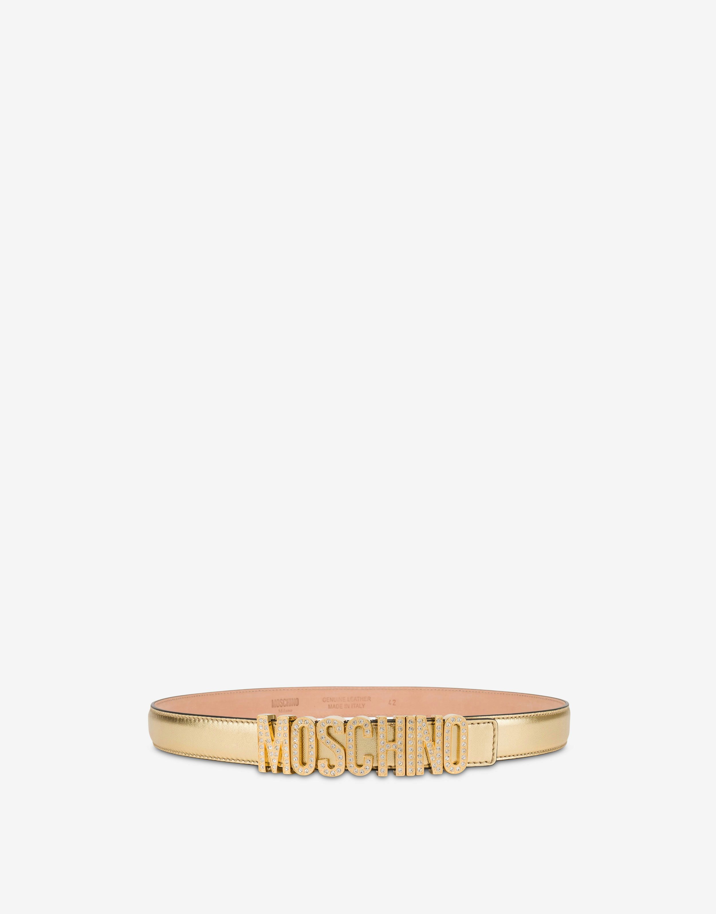 Lettering Logo Laminated Nappa Leather Belt