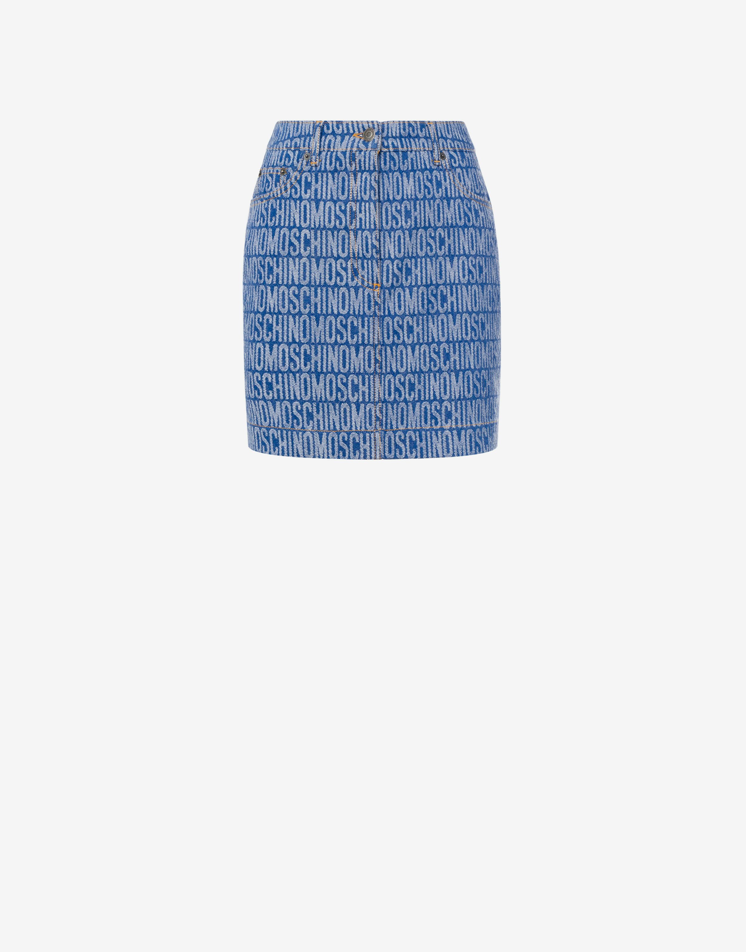 All-over Logo Denim Mini Skirt