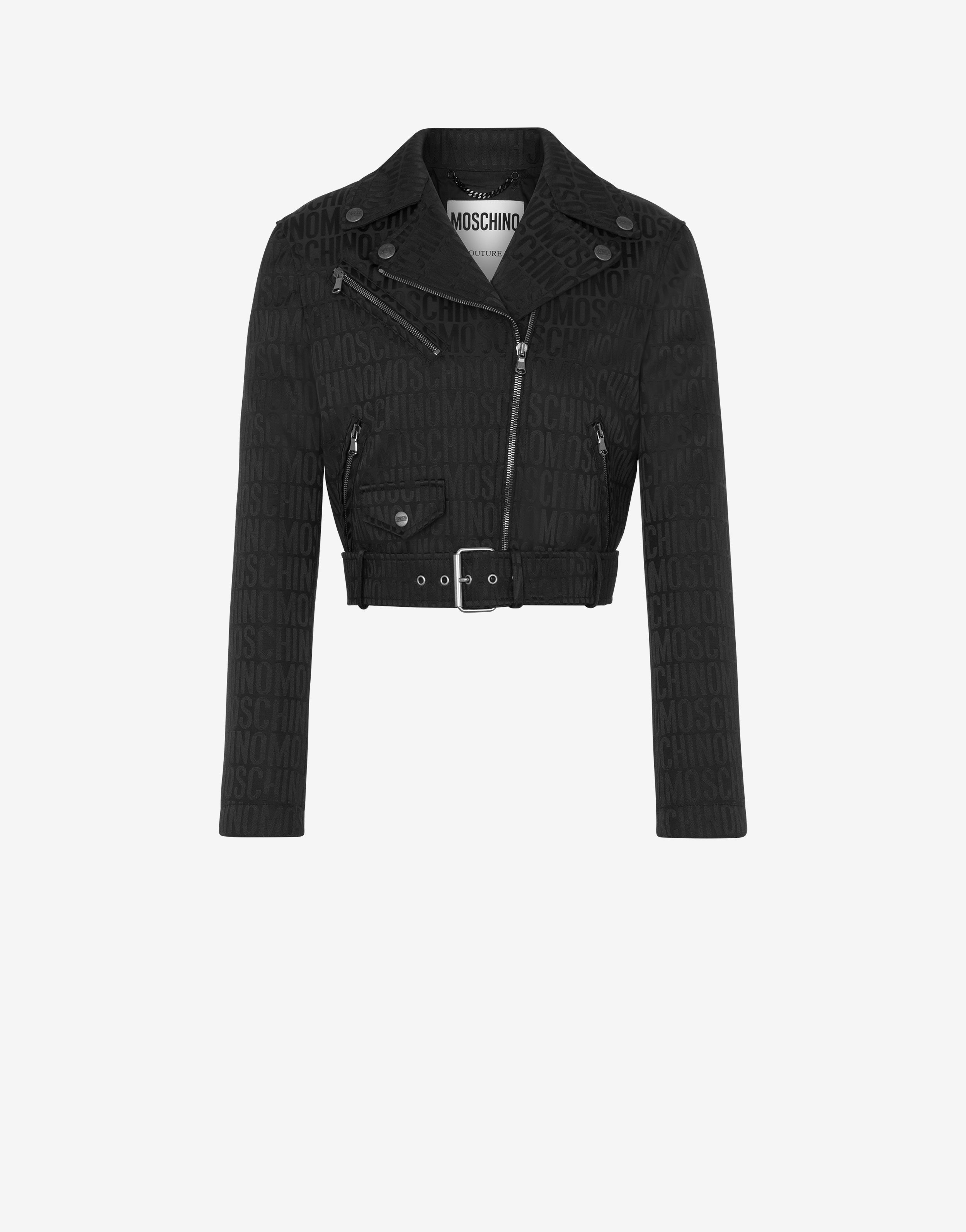 All-over Logo Nylon Biker Jacket