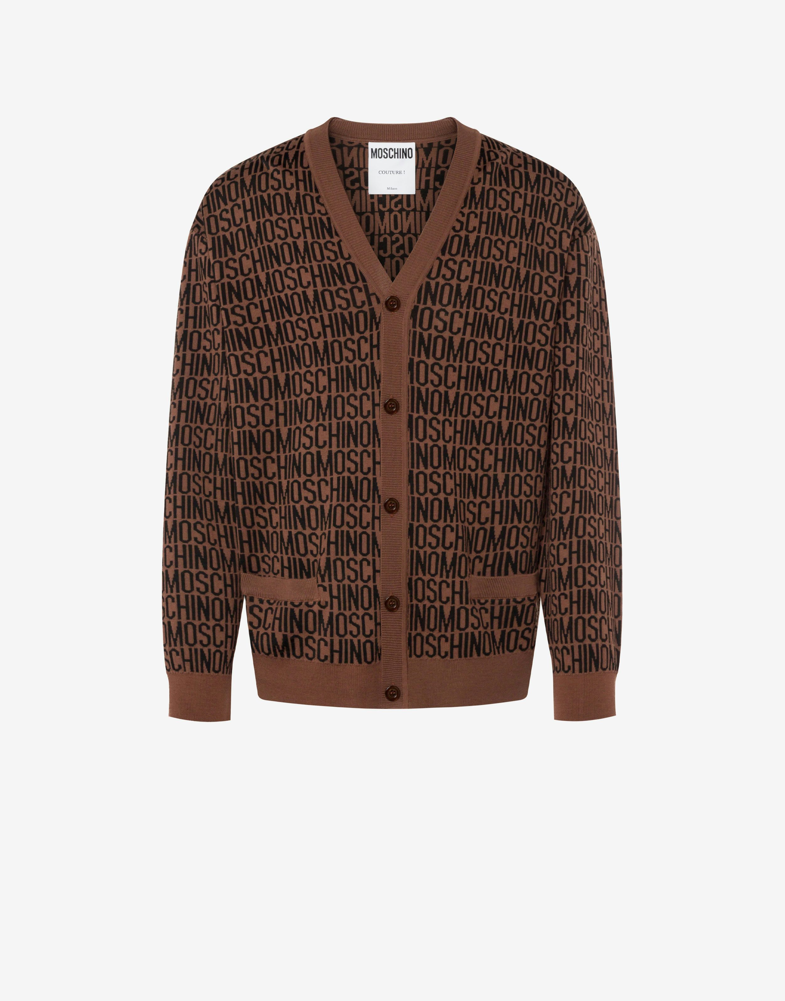 All-over Logo Jacquard Wool Cardigan