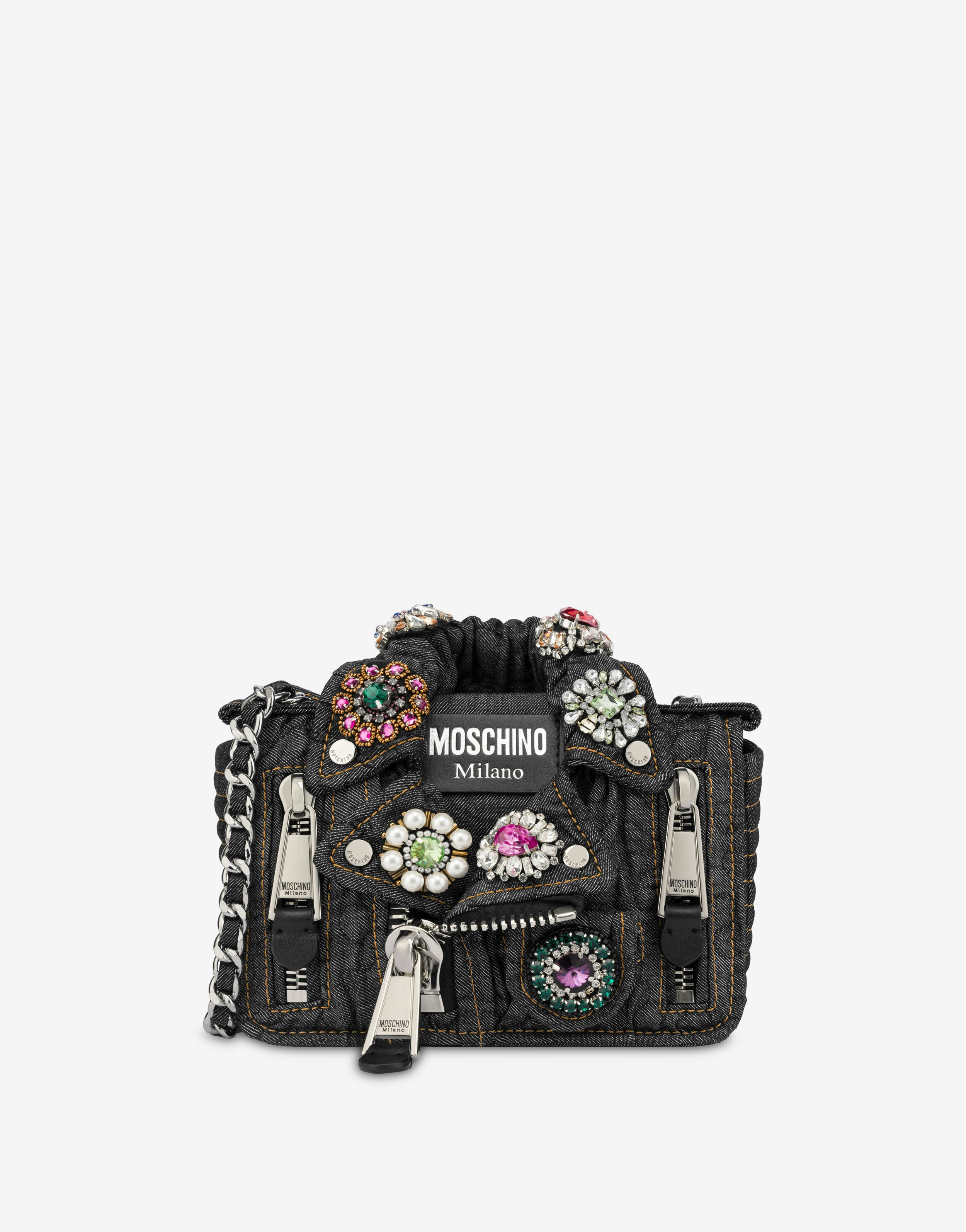Jewels Moschino Quilted Denim Biker Bag